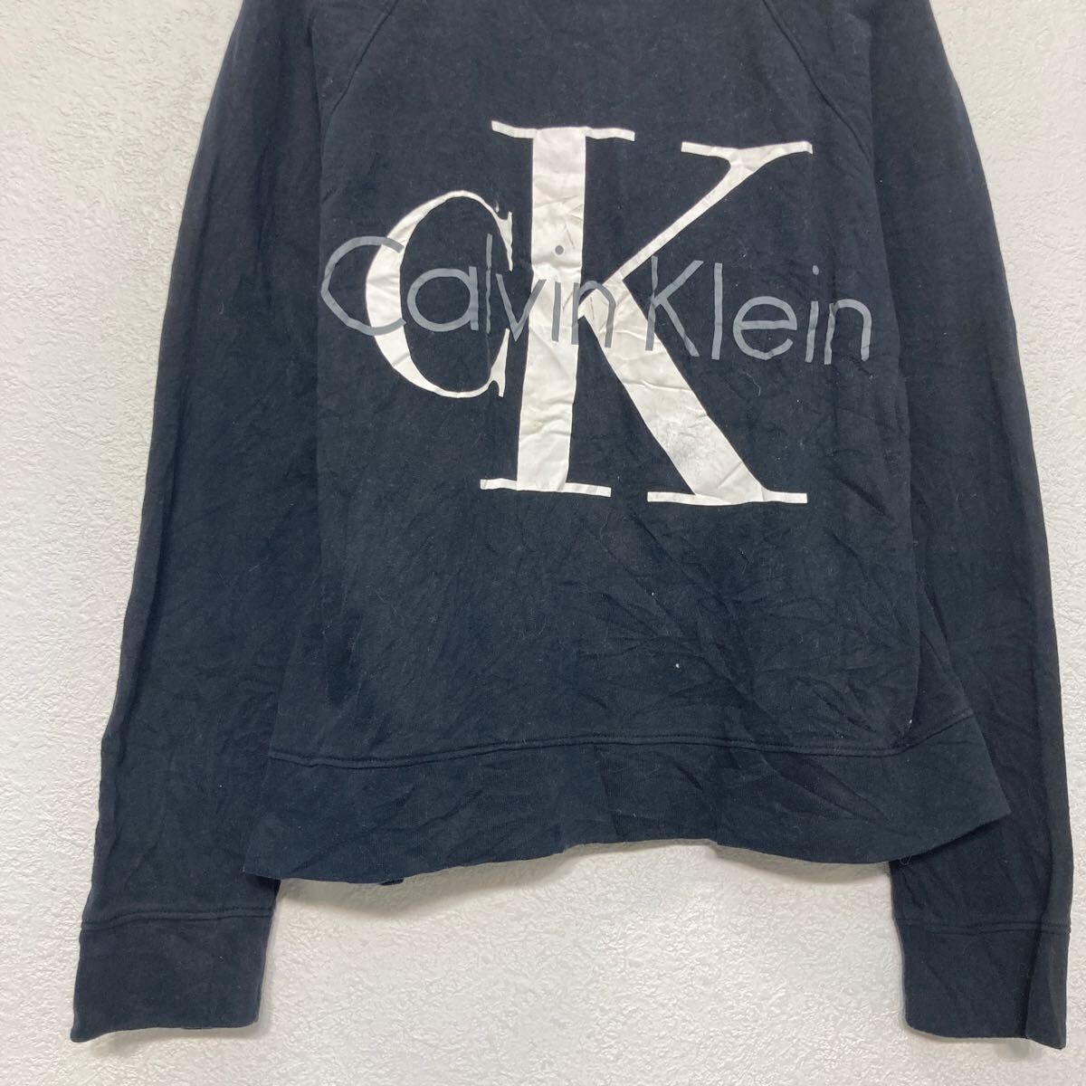 Calvin Klein プリント スウェット トレーナー S ブラック カルバンクライン 古着卸 アメリカ仕入 a609-6716