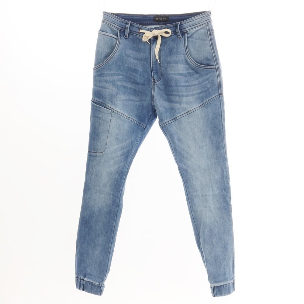 【中古】イレブン パリ ELEVEN PARIS ストレッチ コットンポリエステル デニムパンツ ライトブルー【サイズ32】【メンズ】