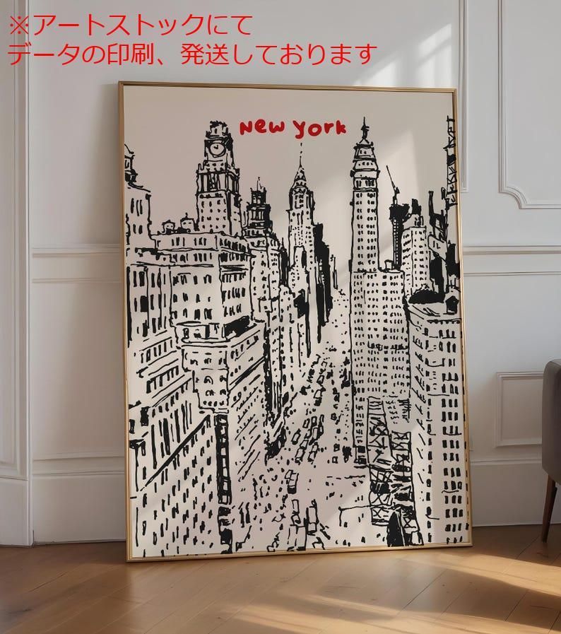 mz ポスター A1 サイズ (~A4まで対応可) ミニマルナニューヨーク旅行