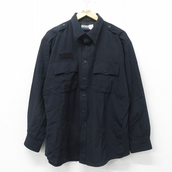 XL/古着 ブラウアー Blauer 長袖 ワーク シャツ メンズ 濃紺 ネイビー 24sep26  トップス
