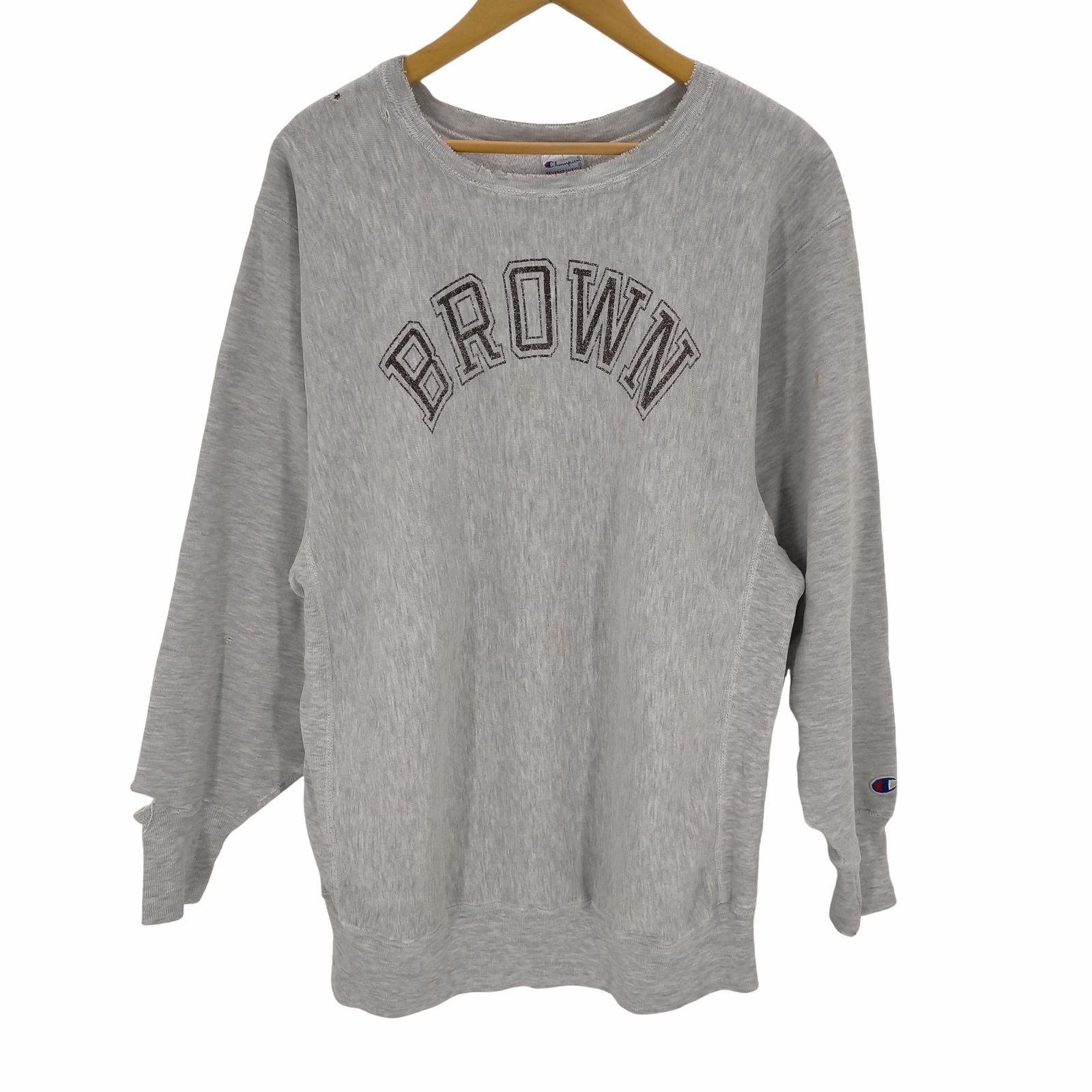 チャンピオン Champion 90S 刺繍タグ reverse weave brown 大学 カレッジ ラバープリント メンズ import XXL
