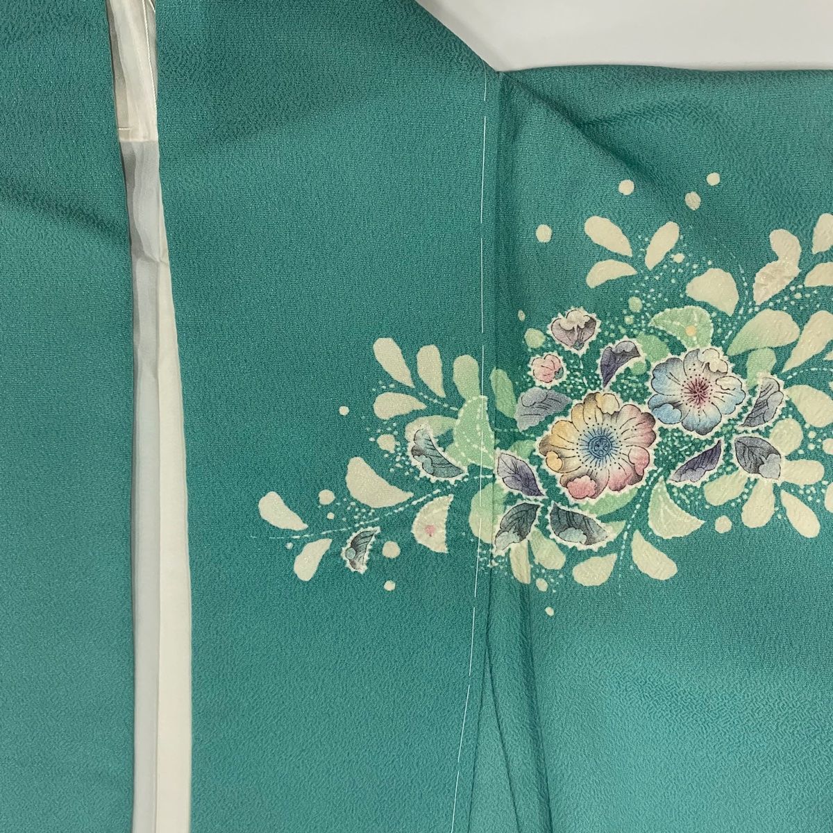 訪問着 身丈151cm 裄丈61cm S 袷 辻が花 ぼかし 薄緑 正絹 名品 【中古  