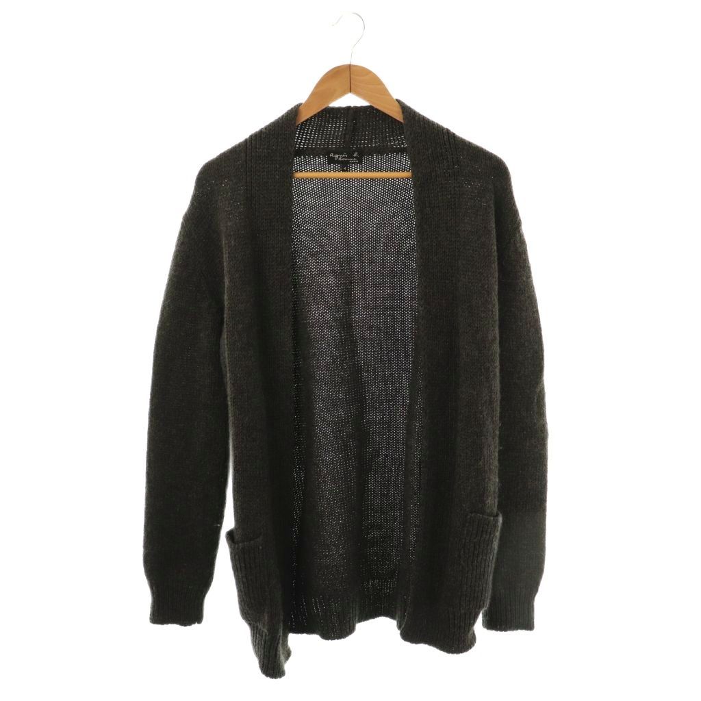 アニエスベーオム　ニットカーディガン CU32 CARDIGAN レザーカーディガンプレッション ｜agnès b