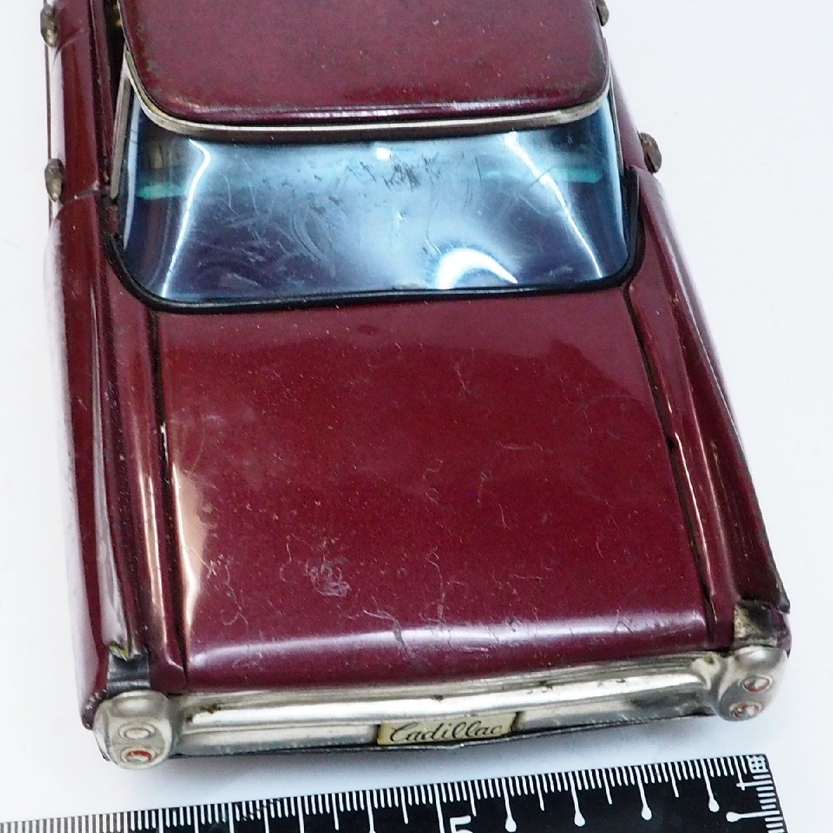 萬代屋【キャデラック セダン 大サイズ赤茶】ブリキtin toy car【箱無】 萬代屋【60s CADILLAC Sedan キャデラック セダン 大サイズ赤茶