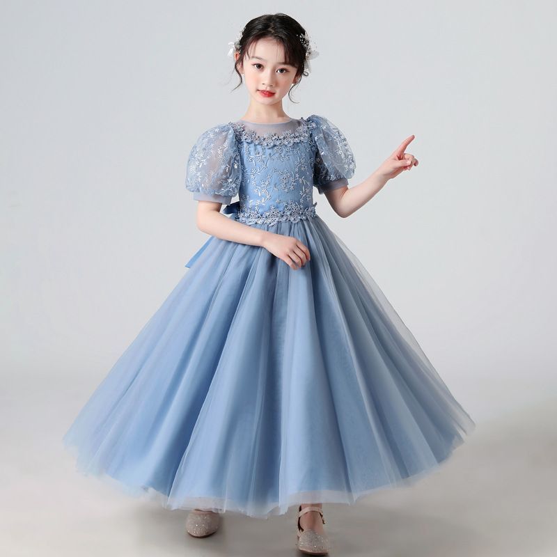 子供 ドレス ピアノ発表会 女の子 ワンピース パーティードレス プリンセス 花嫁 半袖 キッズドレス ロングドレス ピアノ 発表会 結婚式 子供服 ake01