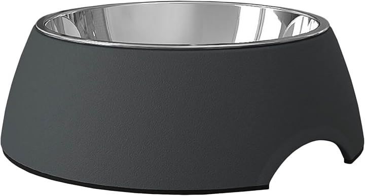 Pawspick 寵物碗 犬用 不鏽鋼 餐具 美耐皿 食碗 水碗 防滑 小型犬 貓咪 寵物 可拆卸 飼料碗 (深灰色, L) 的縮圖