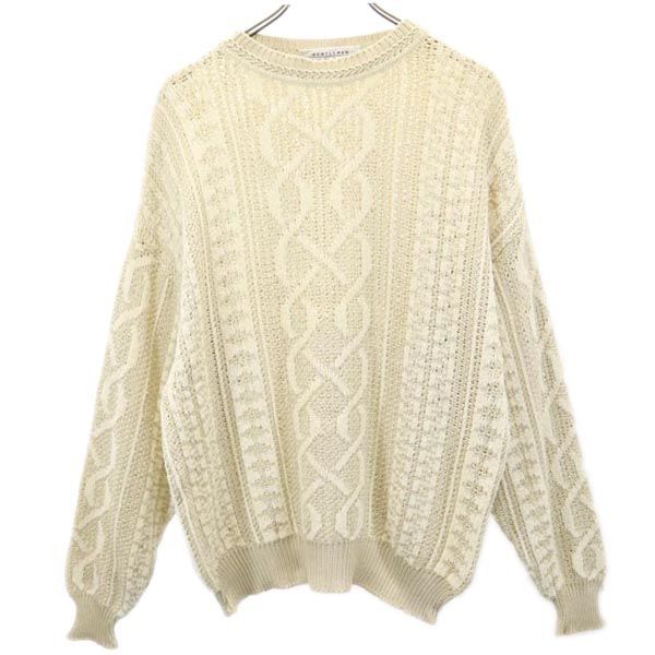 ジバンシィ イタリア製 シルクブレンド 長袖 ニット セーター 50 ベージュ GIVENCHY メンズ 古着 【231222】