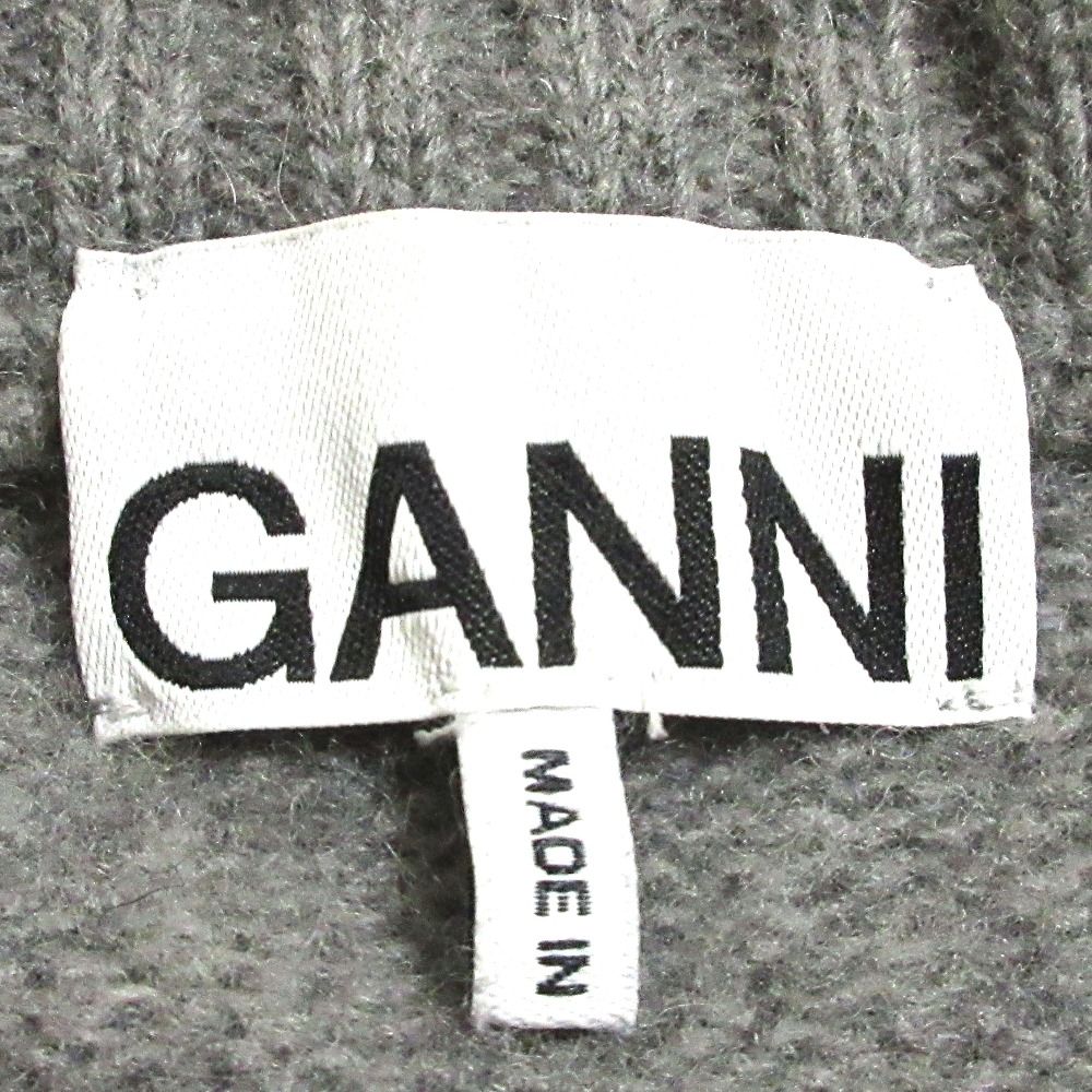 良品 22AW GANNI ガニー GANNI WORLD ロゴ 長袖 ウールニットセーター サイズM グレー レディース 古着 中古 良品 22AW GANNI ガニー GANNI WORLD ロゴ 長袖 ウールニット