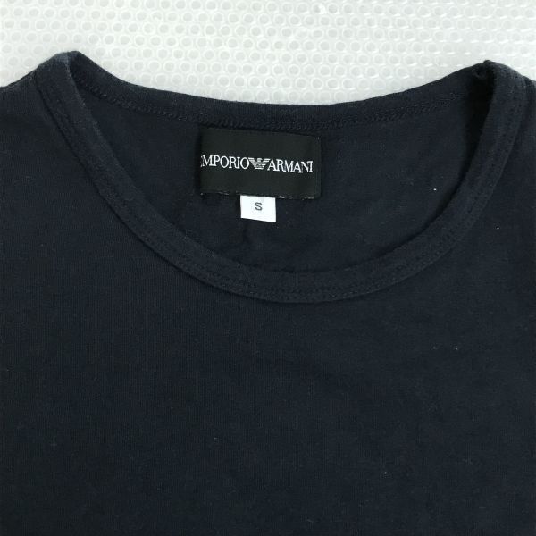 正規代理店|日本製 エンポリオアルマーニ|EMPORIO ARMANI 箔1プリント|Tシャツ レディースS|黒|black Tops|Shirts|Made in Japan◆cBH870-c NICORILABO_COM