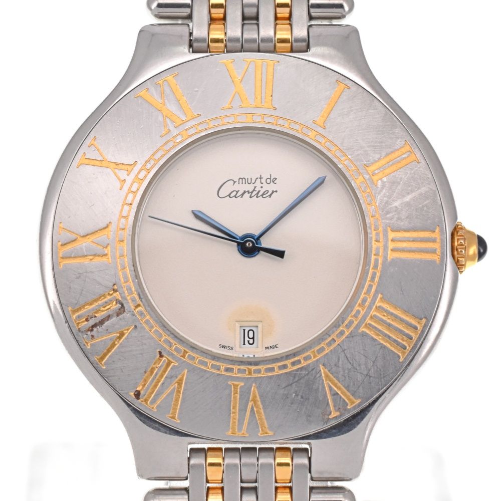 カルティエ マスト21 メンズ 腕時計 動品5 CARTIER カルティエ マスト21 腕時計 ステンレススチール 126 000P