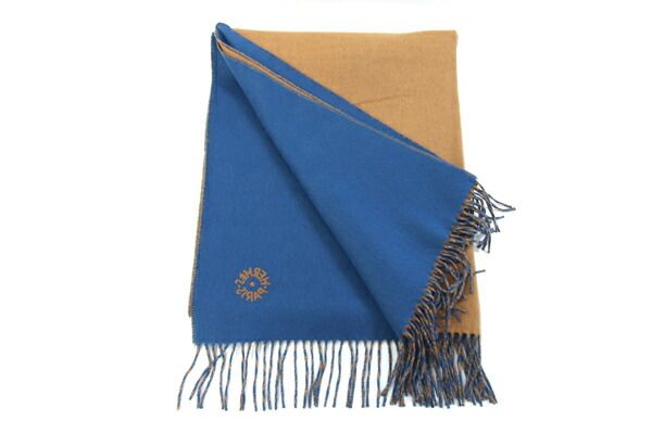 エルメス ストール ダブルフェイス ベージュ ブルー