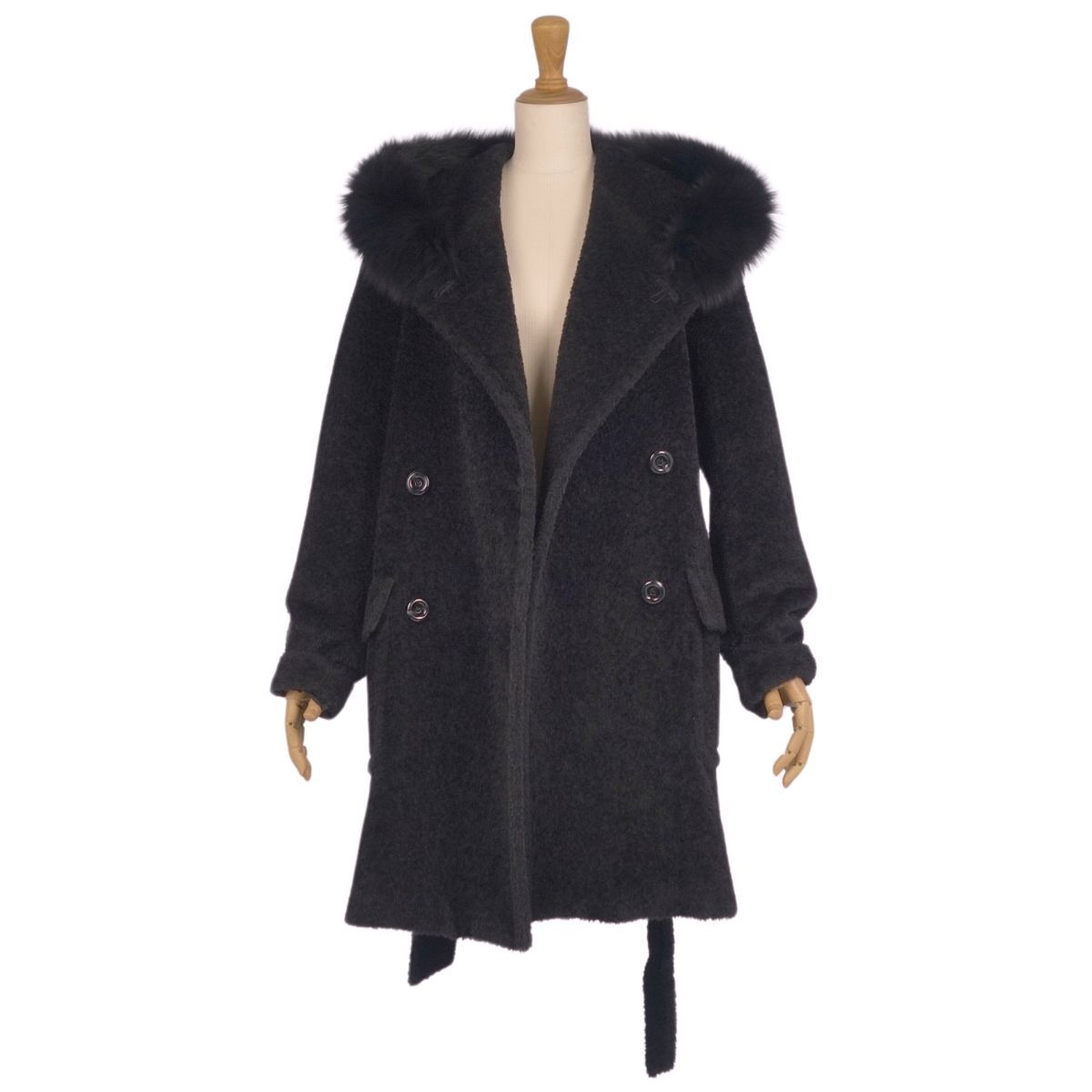 美品 マックスマーラ Max Mara STUDIO ロングコート フード付き