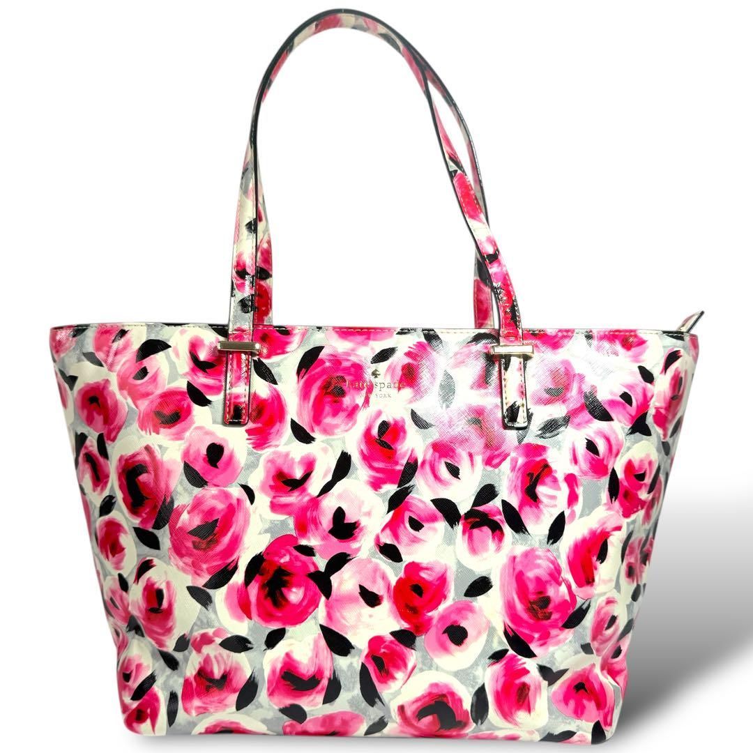 鑑定済】kate spade ケイトスペード 花柄 トートバッグ 肩掛け