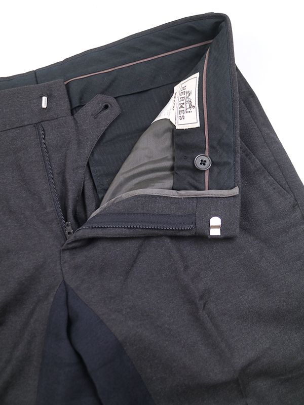 エルメス スラックス ウール グレー HERMES エルメス 15AW カシミヤ混 ウールバイカラースラックス