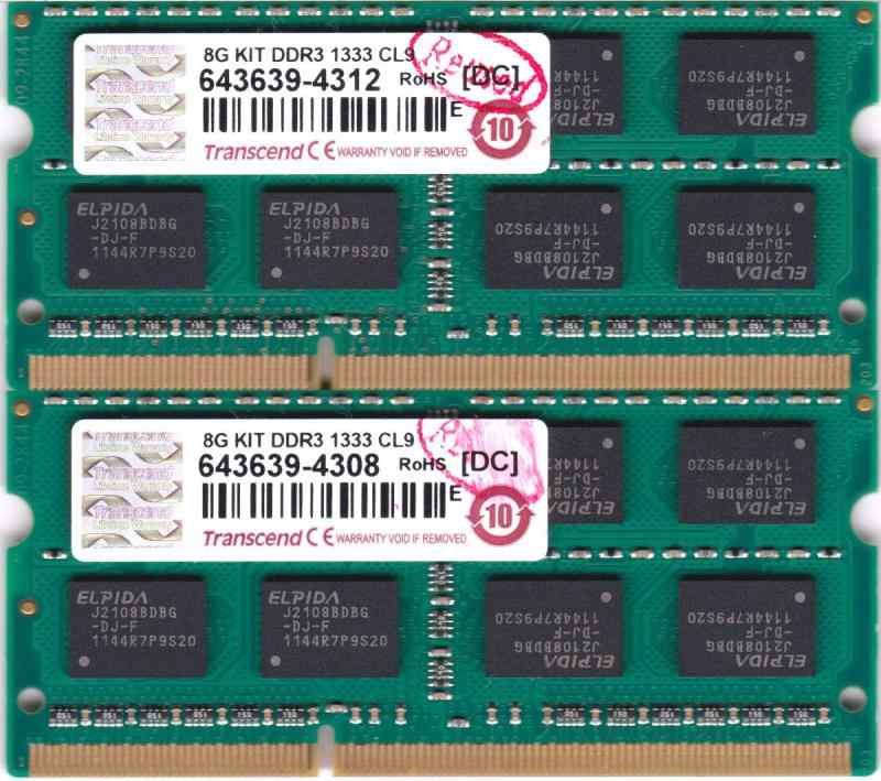 Transcend ノートPC用メモリ PC3-10600 DDR3 1333 8GB 1.5V 204pin SO-DIMM Kit 4GB×2 無期限 JM1333KSN-8GK