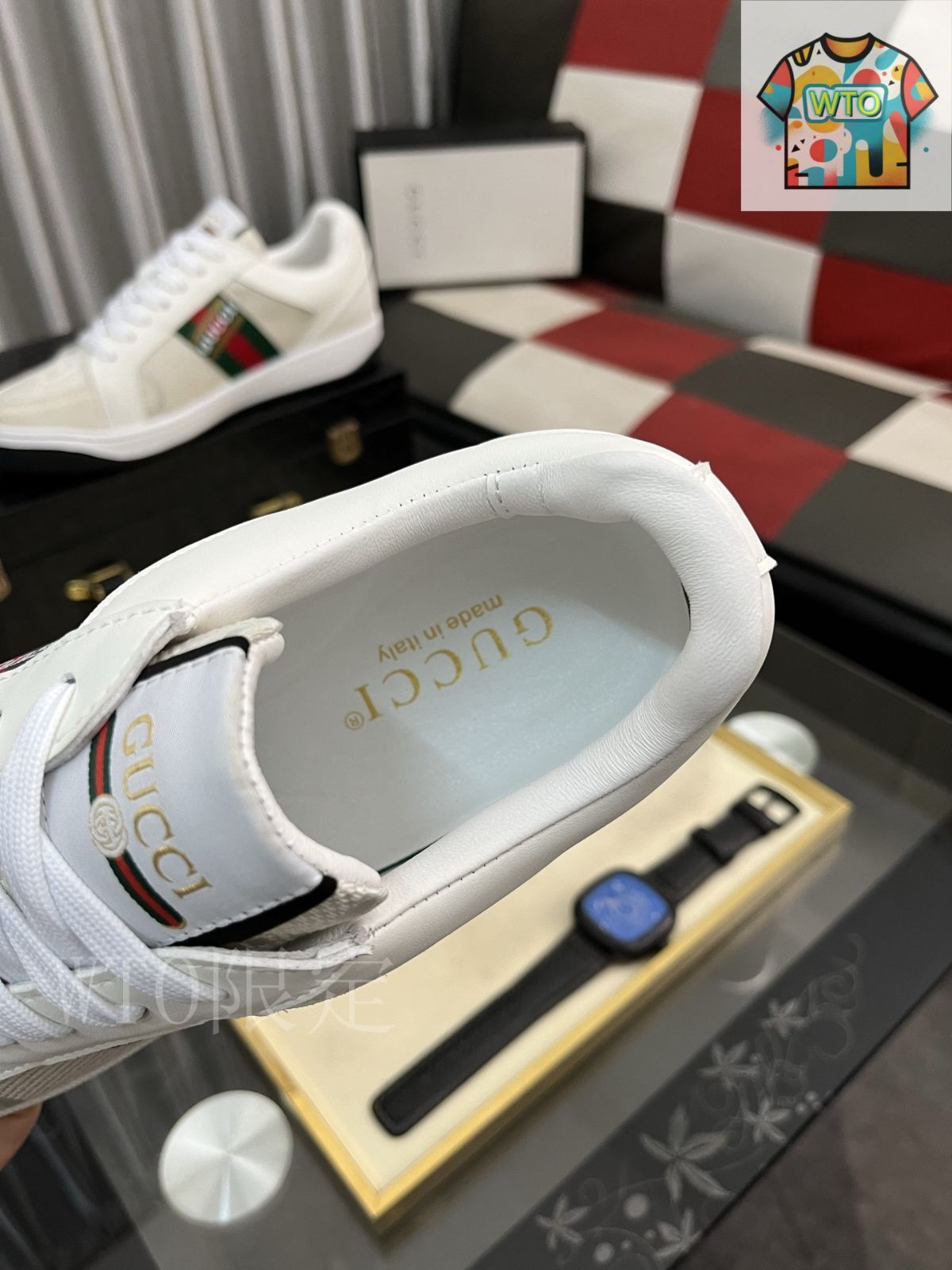 GUCCI グッチ ホワイト レザー カジュアルシューズ01-VX83