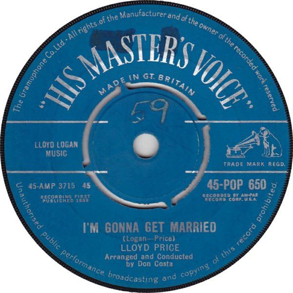 英7" Lloyd Price Im Gonna Get Married 45POP650 His Masters Voice /00080