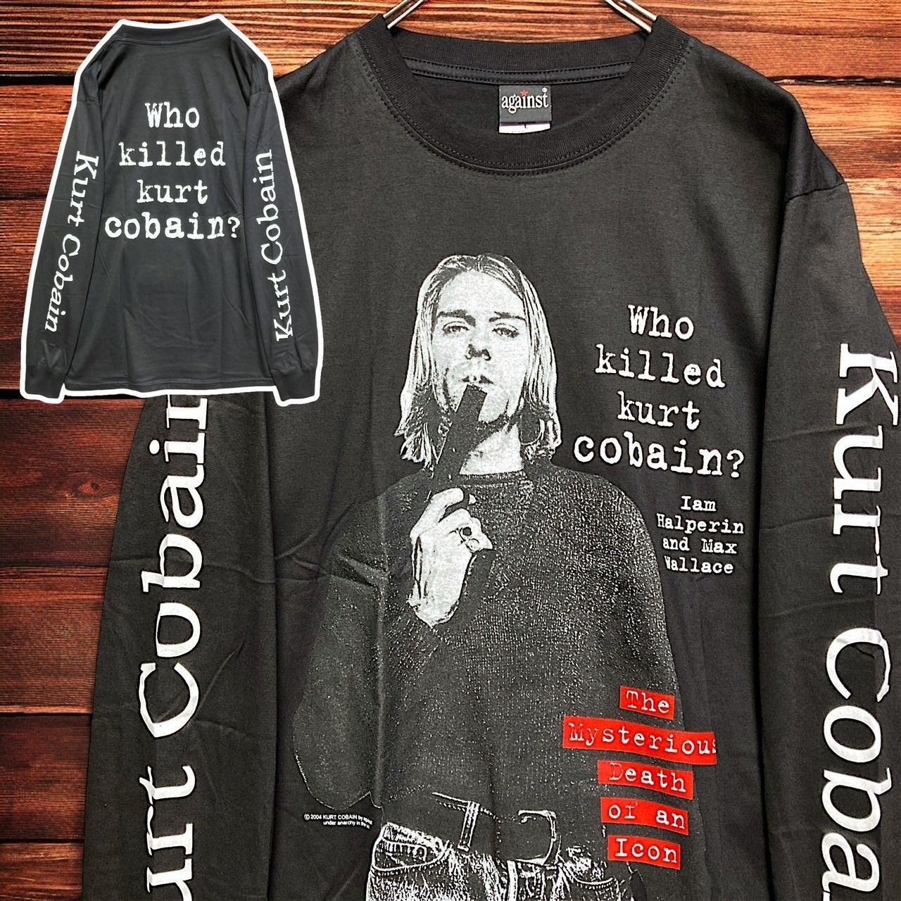NIRVANA/ KURT COBAIN 追悼 バンド 長袖 Tシャツ 古着 90s USA製 NIRVANA Kurt Cobain モノクロ フォト