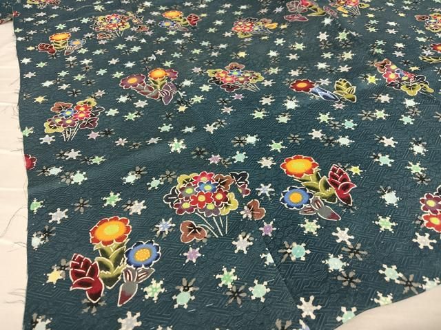 平和屋着物○上質な小紋 紅型 風絵抄 草花文 仮絵羽 正絹 逸品 未使用