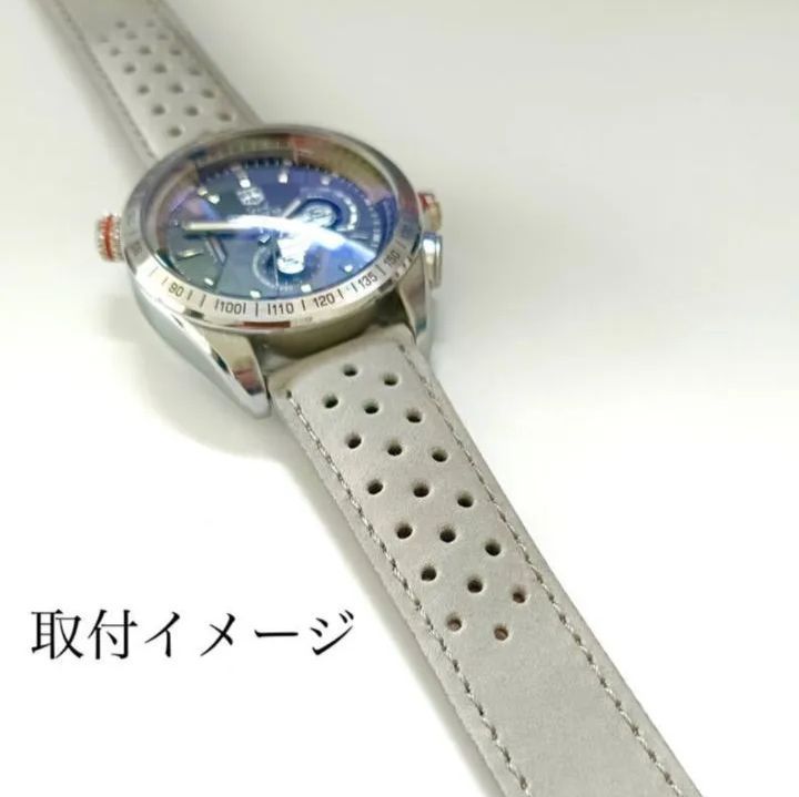 20mm 腕時計 スエード レザー 革ベルト ライトグレー 穴あき