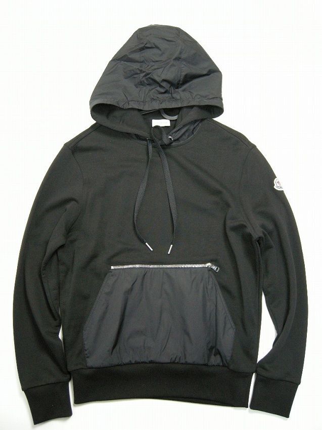 サイズS■新品■モンクレール ナイロンポケット切替スウェットパーカー 黒 メンズ サイズS□新品□モンクレール ナイロンポケット切替スウェット