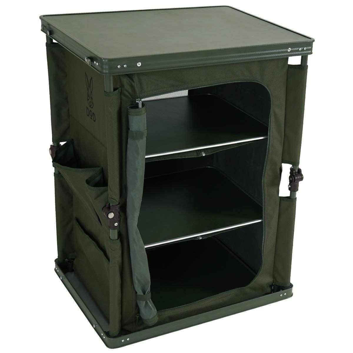 マルチキッチンテーブル 引き上げるだけで棚が完成 ぐらつかないロック機構 DOD ディーオーディー TB 1 38 KH カーキ 中