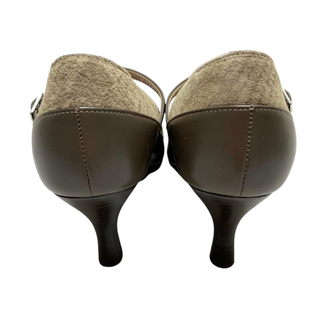 銀座かねまつ パンプス21.5cm 極美品】銀座かねまつ (21.5) パンプス ストラップ オープントゥ