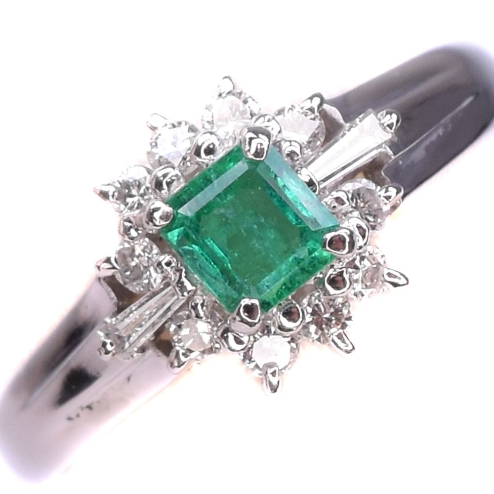 エメラルド ダイヤ Pt900プラチナ 12.5号 緑 レディース リング・指輪