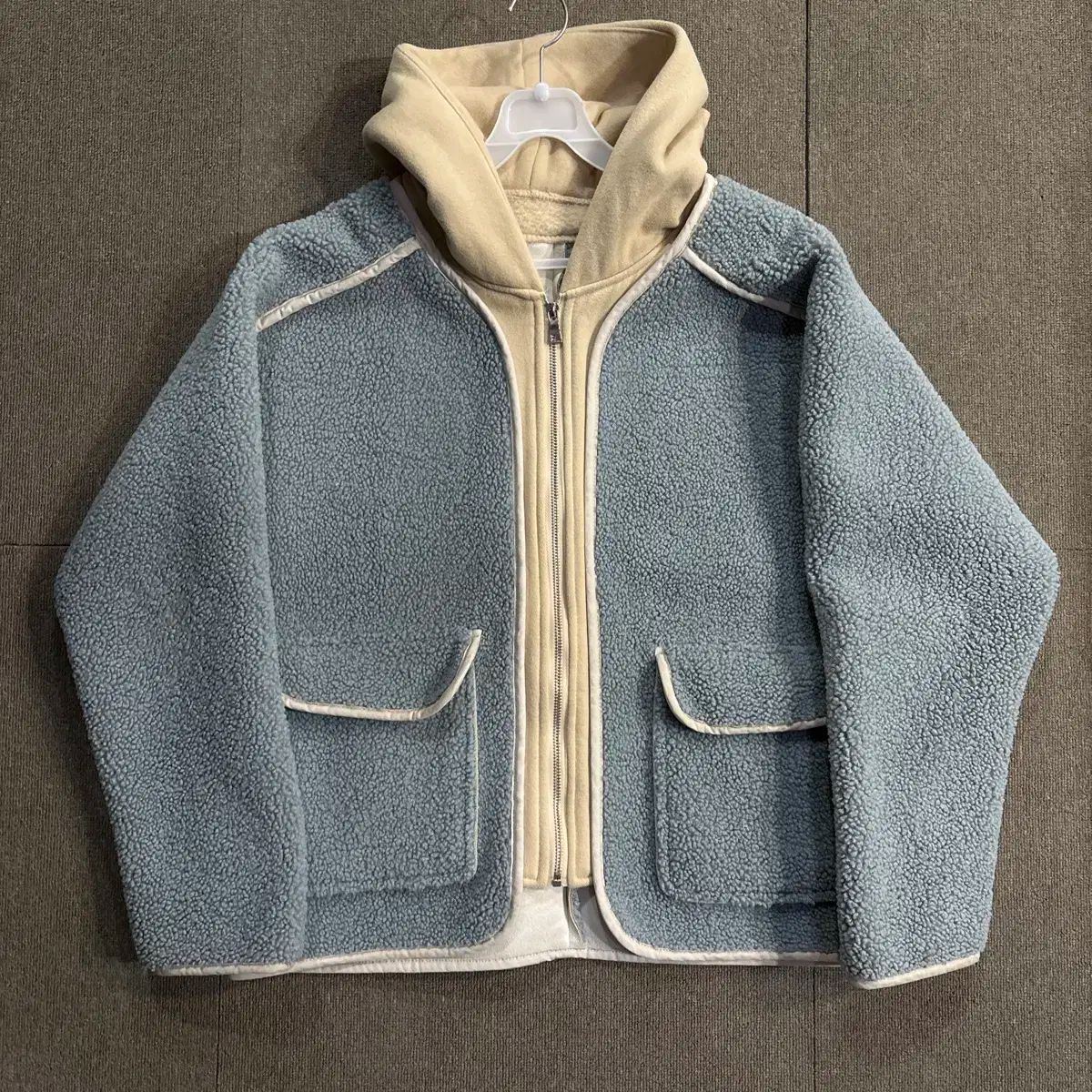 【雷市場（ポンジャン）商品韓国直送】 ボアフリース オーバーサイズ フード ジャケット L ー XL