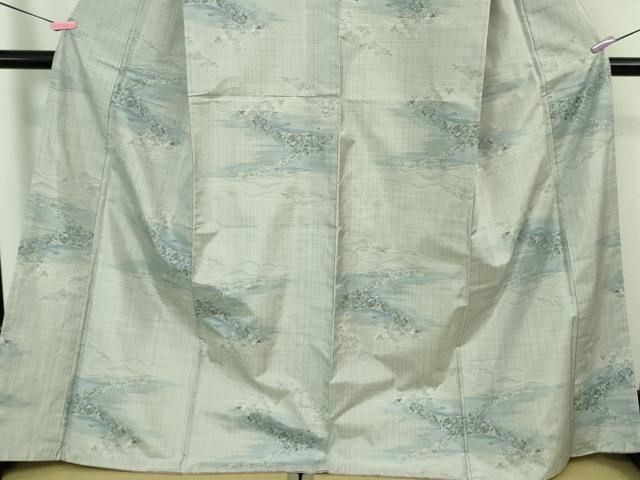 平和屋着物○都喜ヱ門 本場大島紬 白大島 7マルキ 風景草木