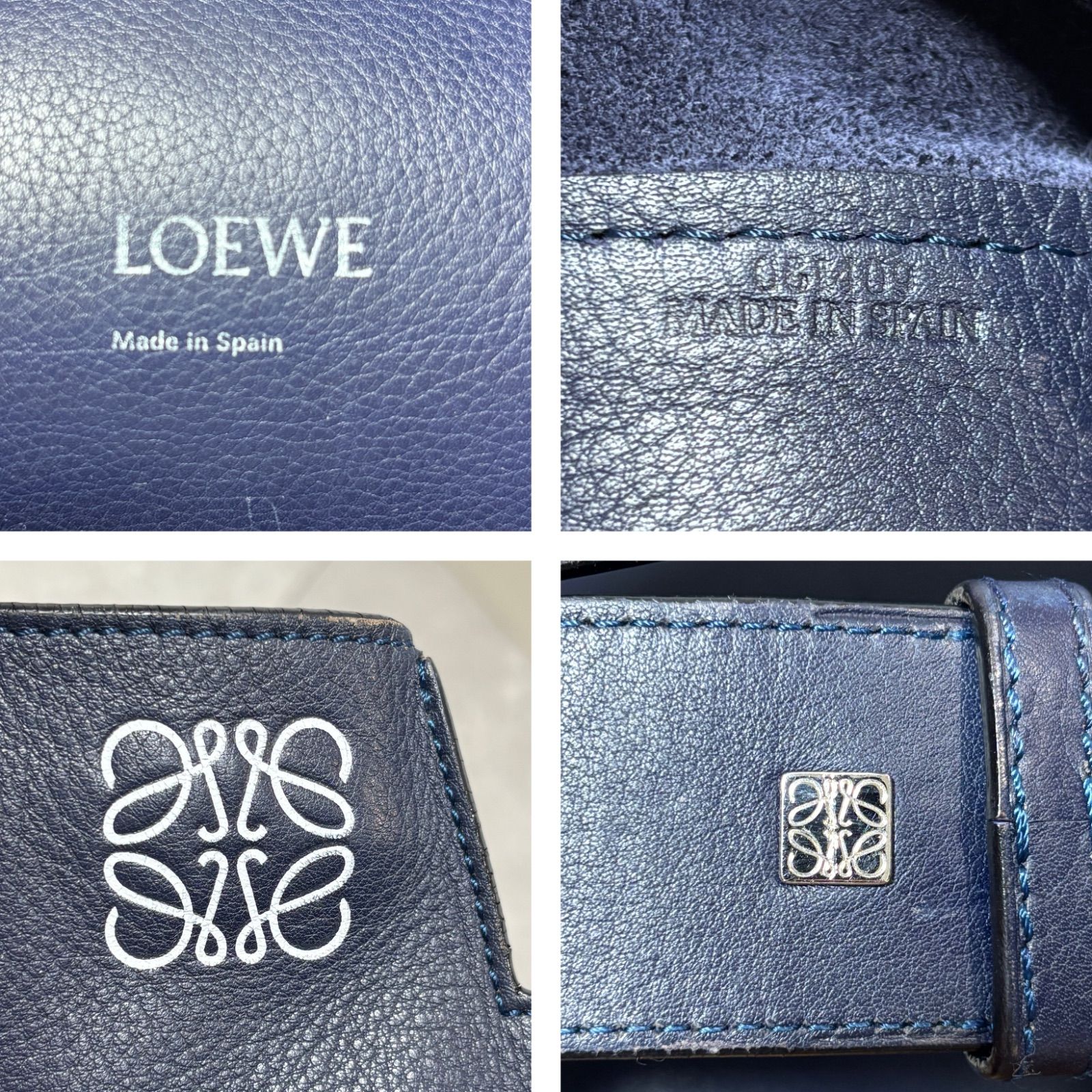 ロエベ　アントンスリング　アナグラム　ボディバッグ　レザー　ネイビー　斜め掛け LOEWE ロエベ アナグラム アントン スリング レザー ボディ