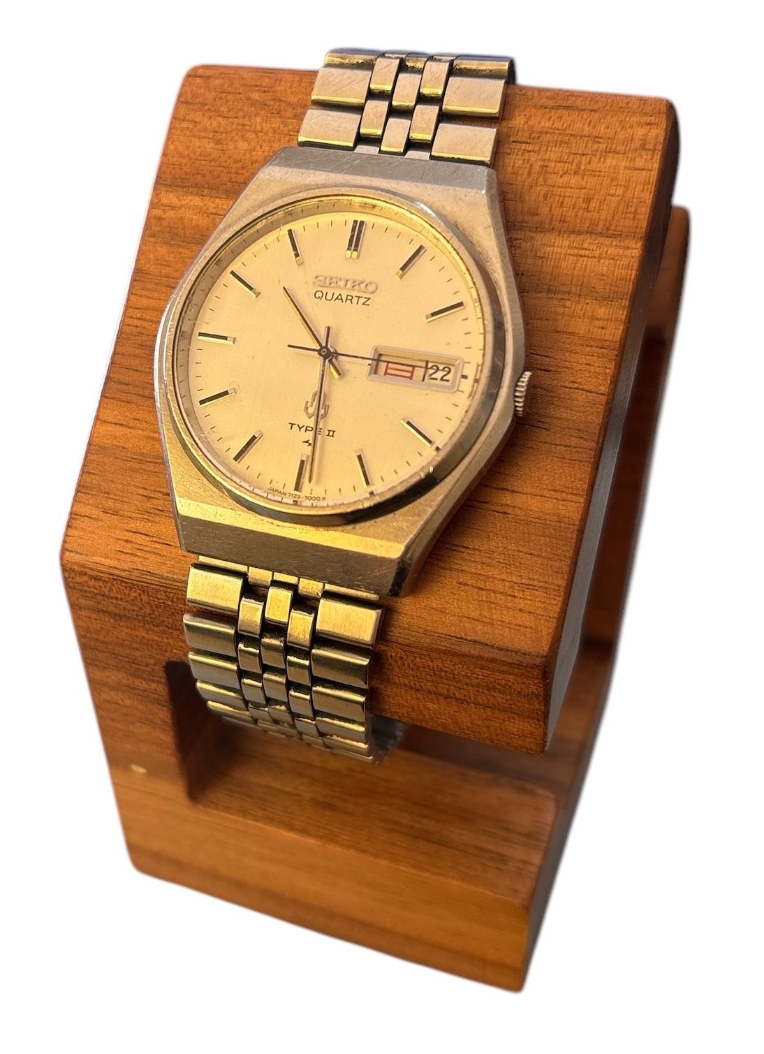 SEIKO TYPE II 70年代セイコーデザイン タイプツー セイコー クォーツ TYPE2 未使用品 1977年 諏訪セイコー製 青色