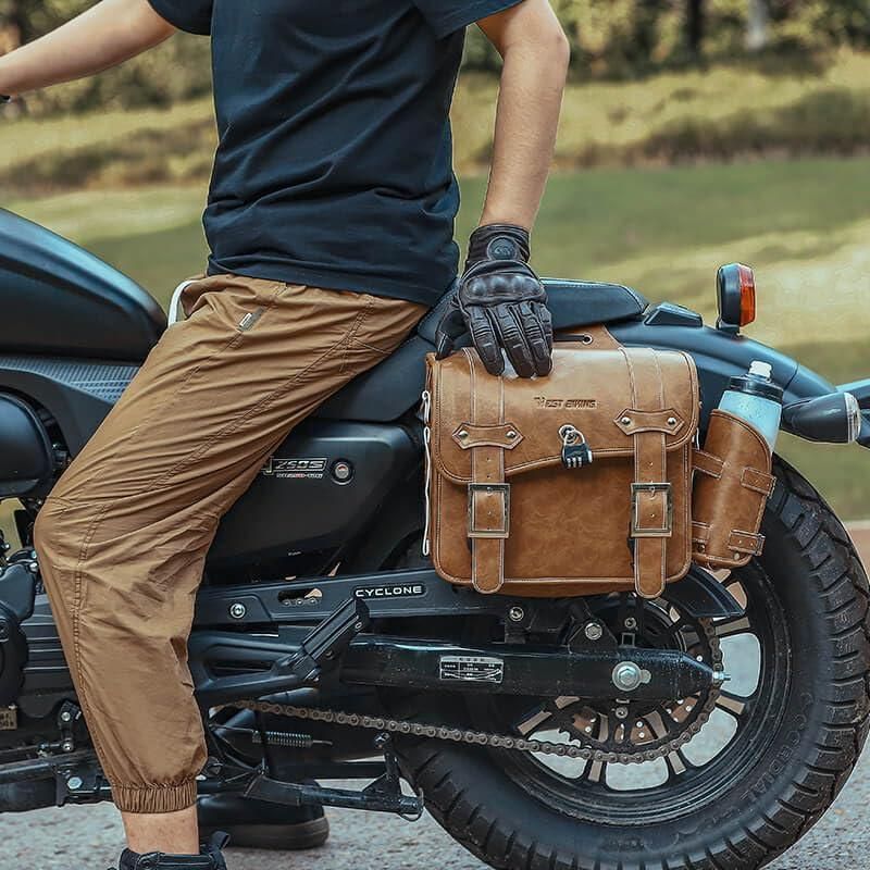 バイク用サイドバッグ レトロ ダブルサイドバッグ 大容量8 8L 左右セット サイドバッグ 大容量レザー収納バッグ 品用パスワードロック