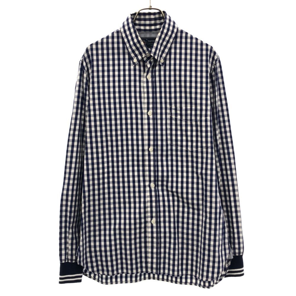 ザダファーオブセントジョージ ギンガムチェック 長袖 ボタンダウンシャツ L ホワイト×ブルー The DUFFER of ST.GEORGE メンズ 古着 【240308】