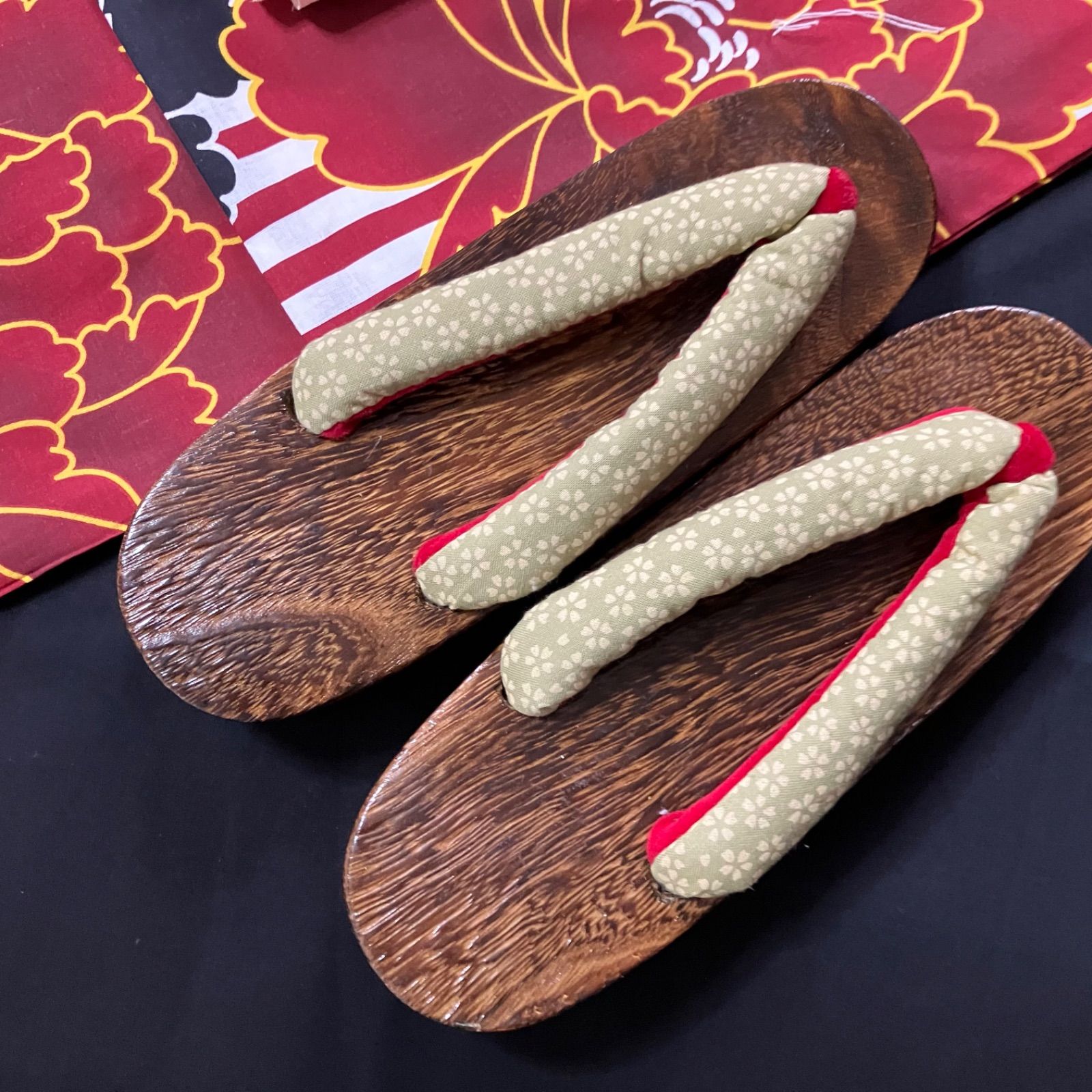 浴衣 浴衣セット 椿 赤 紫 黒 シック 花 レトロモダン レトロ