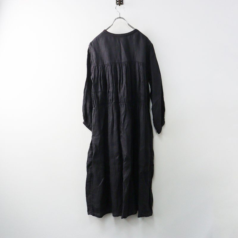 ヴラスブラム Vlas Blomme コルトレイクリネン ノーカラー ワンピース F|チャコールグレー トップス 長袖 2400014641097