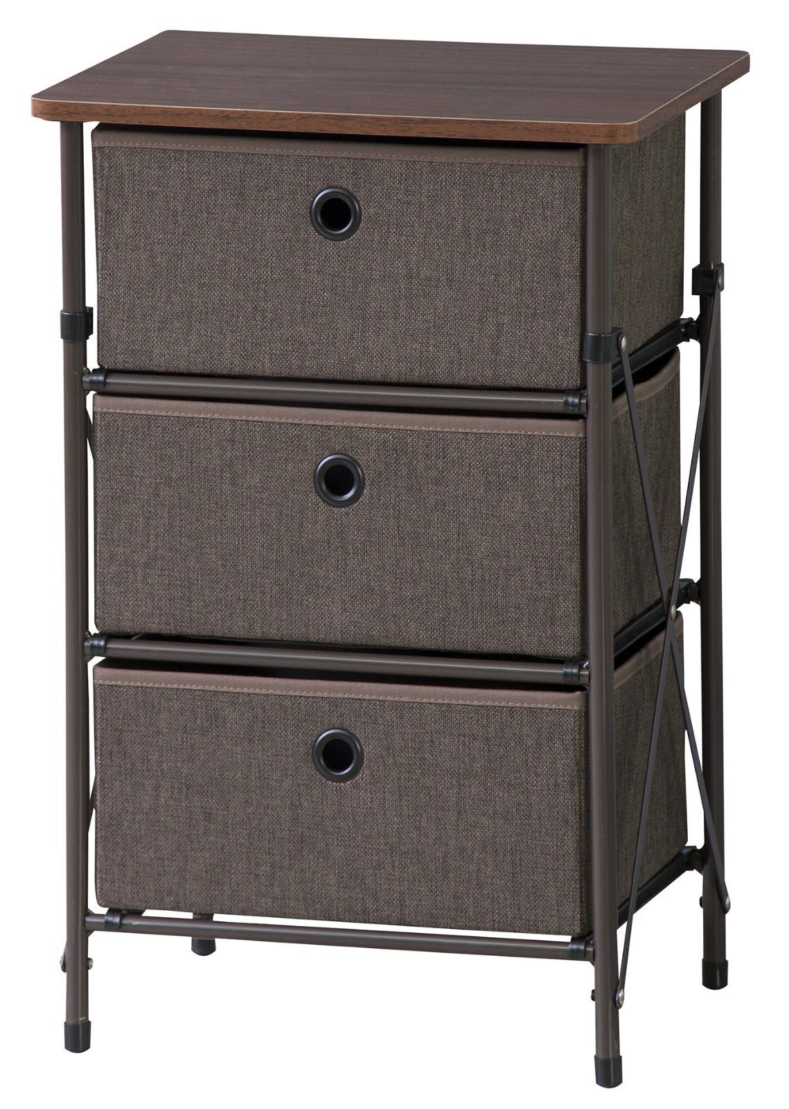 AZUMAYA 簡単組立チェスト ブラウン 3段 LFS-701BR