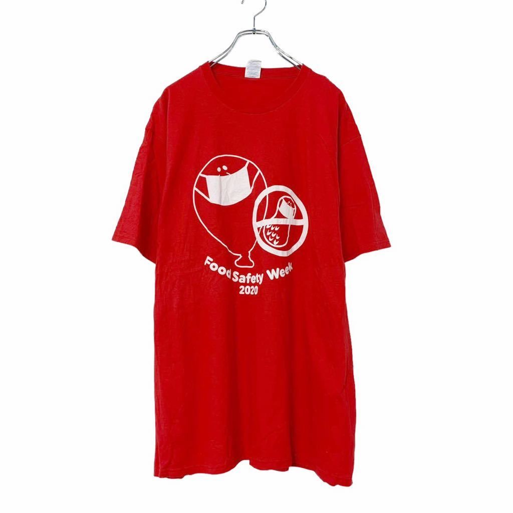 PORT&COMPANY 半袖 プリント Tシャツ 2XL レッド ホワイト マスク