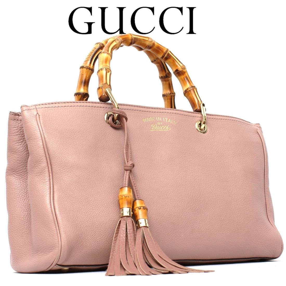 極美品 グッチ GUCCI バンブー ハンドバッグ 本革レザー トート レディース ギフト ピンク系 ショッピング 323660 定価約21万円  m351 - メルカリ