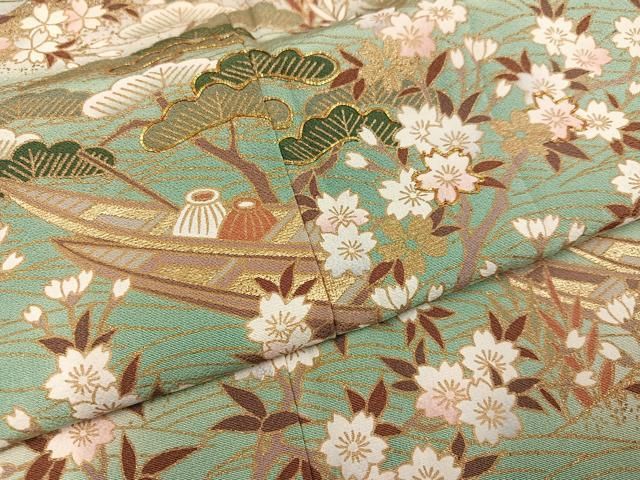 平和屋着物□訪問着 駒刺繍 牡丹花文 暈し染め 正絹 逸品