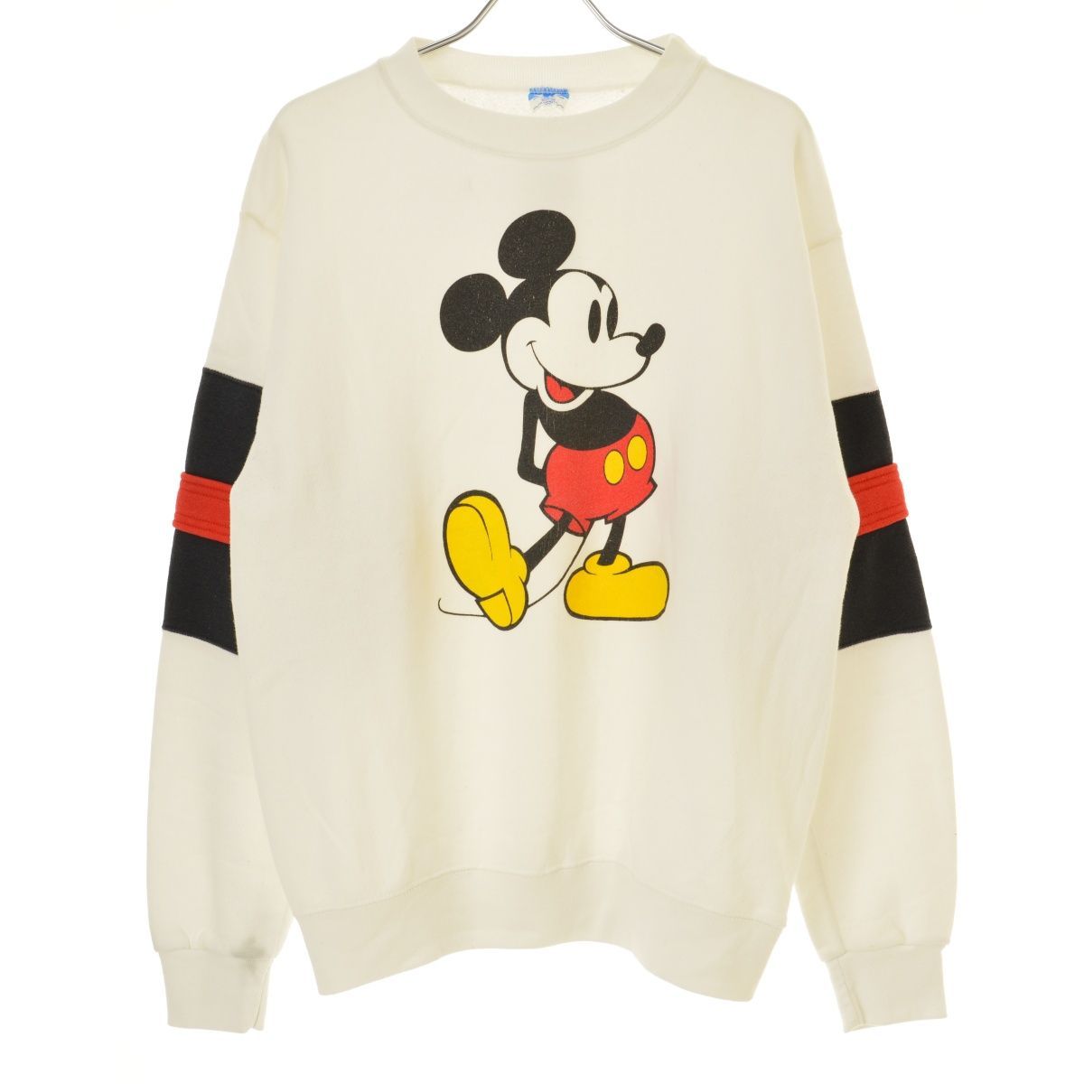 【DISNEY】80s ミッキープリント ライン入り長袖スウェット