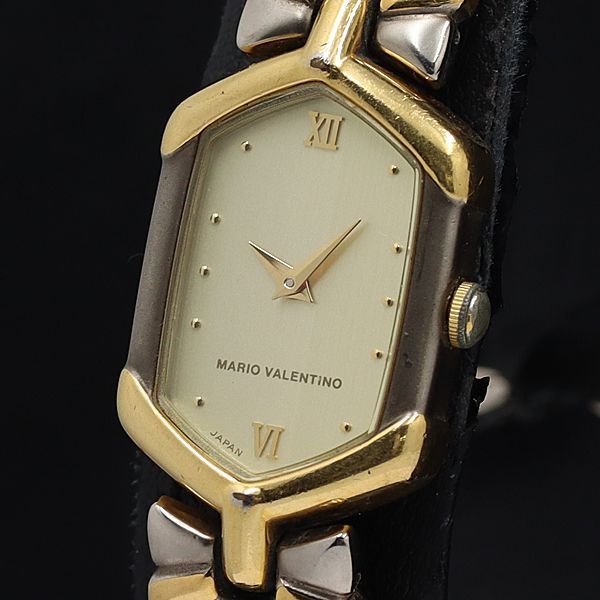 稼働 マリオバレンチノ QZ シャンパンゴールド文字盤 MV-670