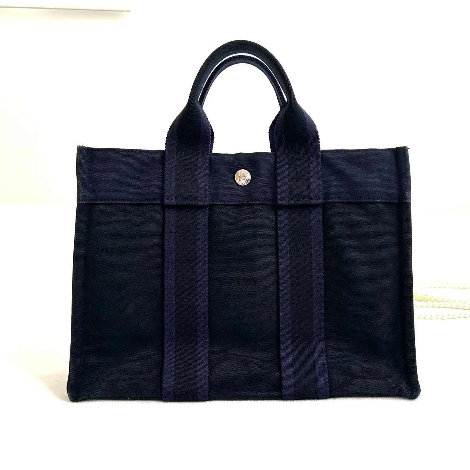 ✦美品✦HERMES エルメス フールトゥ PM 「BLACK×NAVY」 トートバッグ - メルカリ