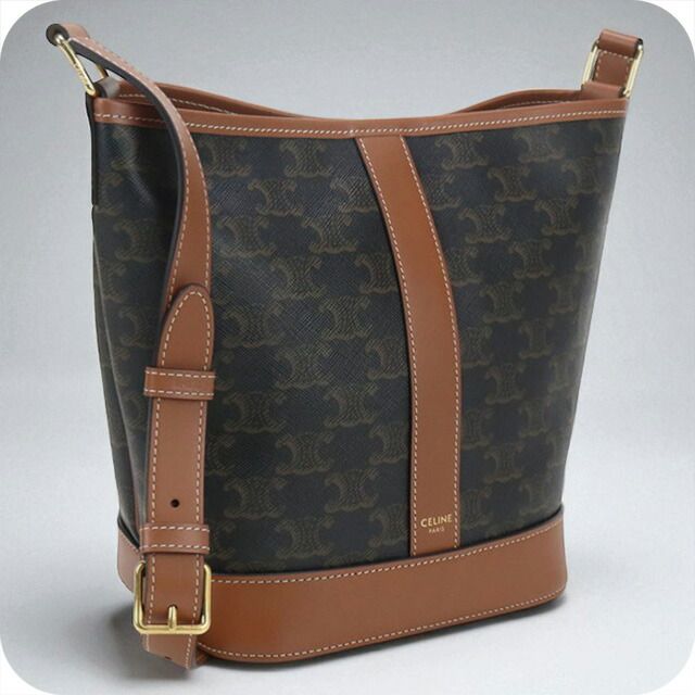 週末限定　極美品　セリーヌ　トリオンフキャンバス　スモールバケット　タン CELINE トリオンフ キャンバス スモール バケット タン (CELINE