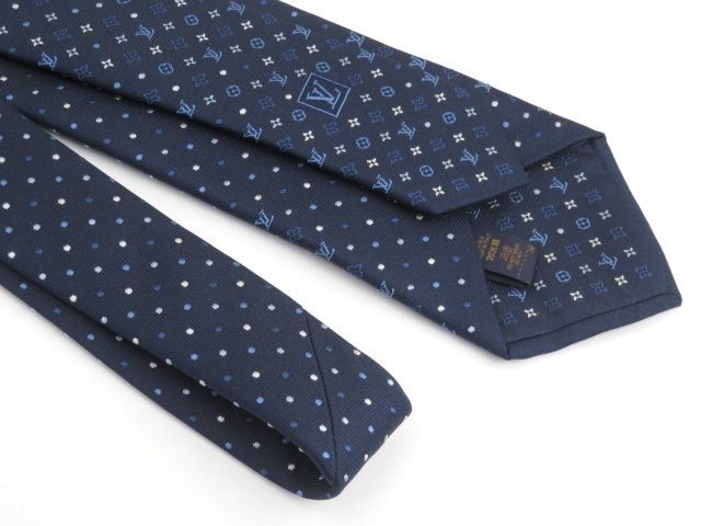 ■新同■　ルイヴィトン ネクタイ グラディエント ドッツ ネイビー シルク M76844 箱 【93944】 LOUIS VUITTON - □新同□ ルイヴィトン ネクタイ グラディエント