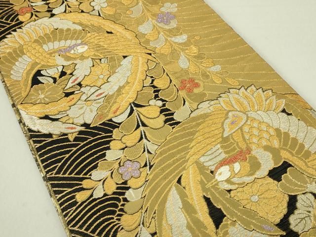 平和屋着物◎佐賀錦 両面 六通柄袋帯 鳳凰花文 金銀糸 正絹 逸品