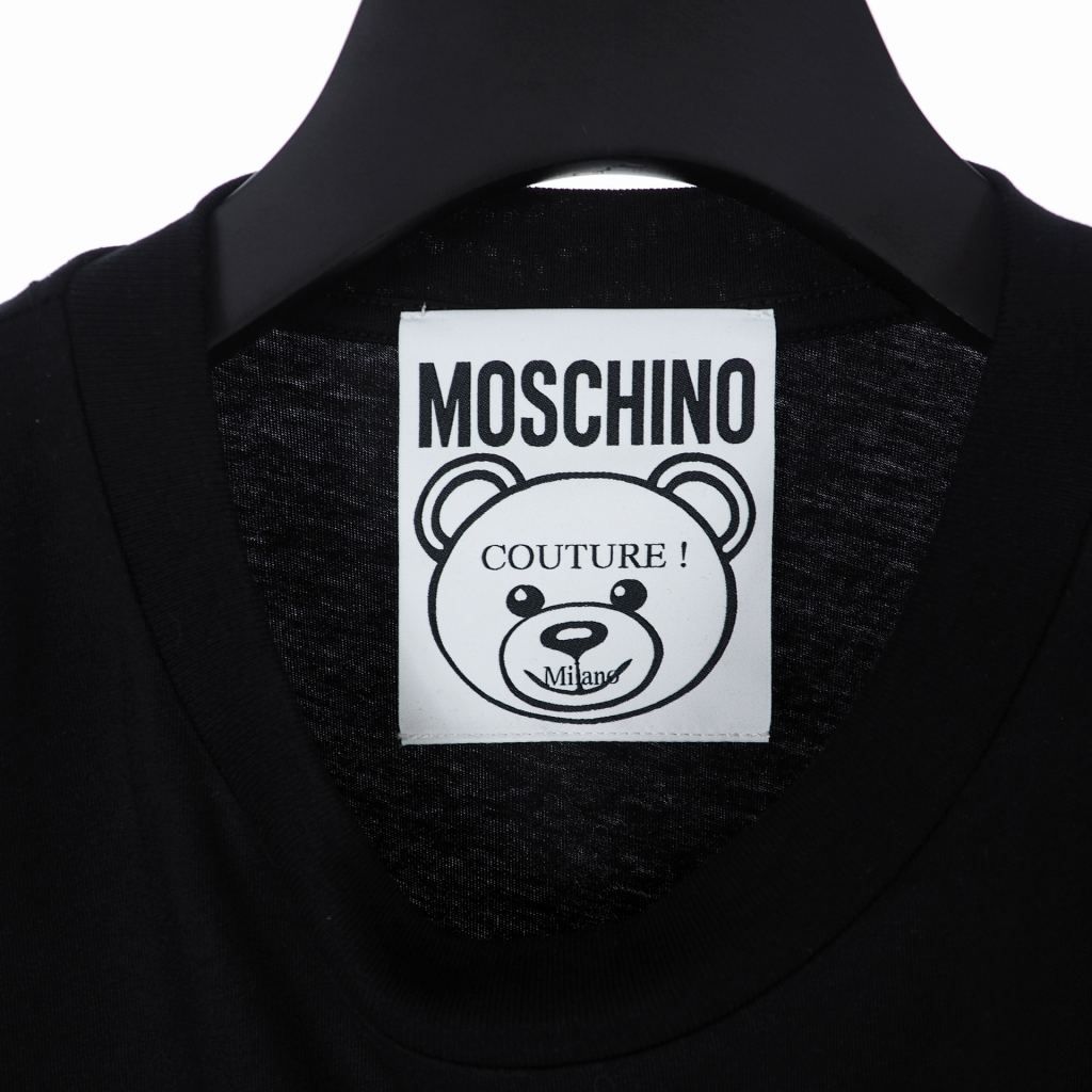 モスキーノ MOSCHINO 20SS バッド テディベア プリント Tシャツ カットソー 半袖 M ブラック 黒 A0711