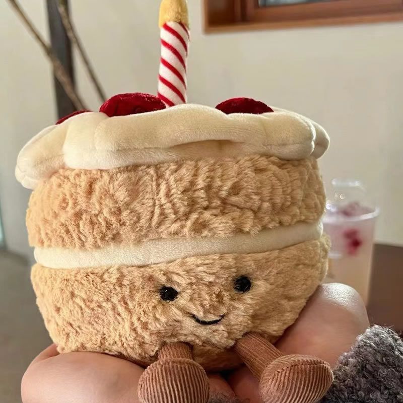 バースデーケーキぬいぐるみ クリームキャンドル付きおもちゃ