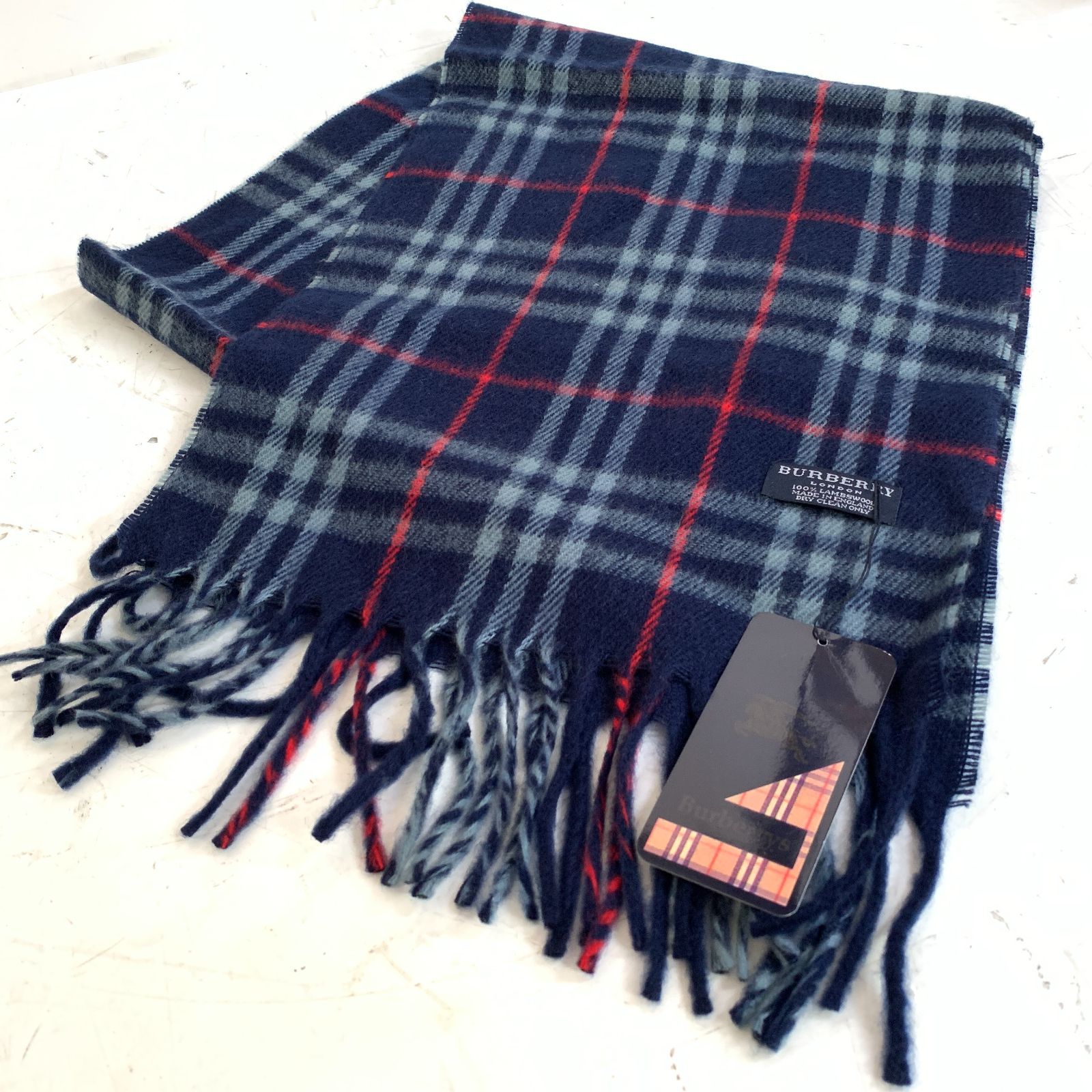 バーバリー】Burberry's マフラー カシミヤ100% ノバチェック 紺 f001