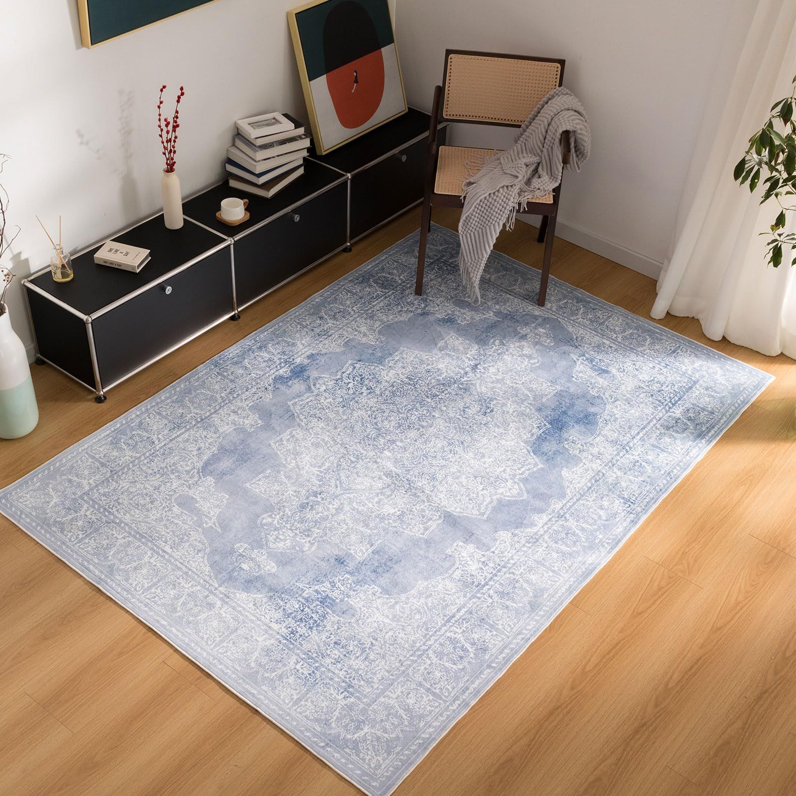 03ブルー_200X250cm［ラグ］約3畳 u-living カーペット 3畳 ペルシャ 絨毯風 ラグ マット 200X250CM 洗える 花柄  オールシーズン 軽量 滑り止め 防ダニ 防臭 ブルー 床暖房対応 - メルカリ